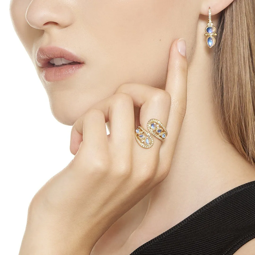 18K Blue Moonstone Dynasty Drop Earrings
