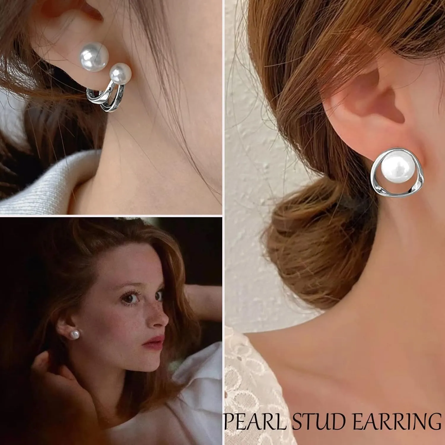 68 Pairs Gold Stud Earrings for Women Multipack, Hypoallergenic Assorted Earring Set Multiple Piercings, Cubic Zirconia Pearl Butterfly Stud Hoop Earring Pack