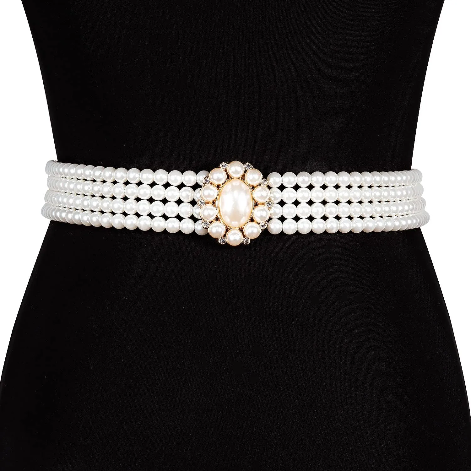 Barry.Wang 2pcs Pearl Belts Gift for Women Wedding Sash Belt for Dress Crystal Rhinestone Off White Waist Chain 95cm