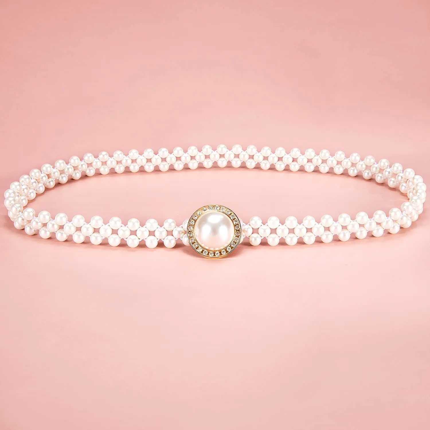 Barry.Wang 2pcs Pearl Belts Gift for Women Wedding Sash Belt for Dress Crystal Rhinestone Off White Waist Chain 95cm