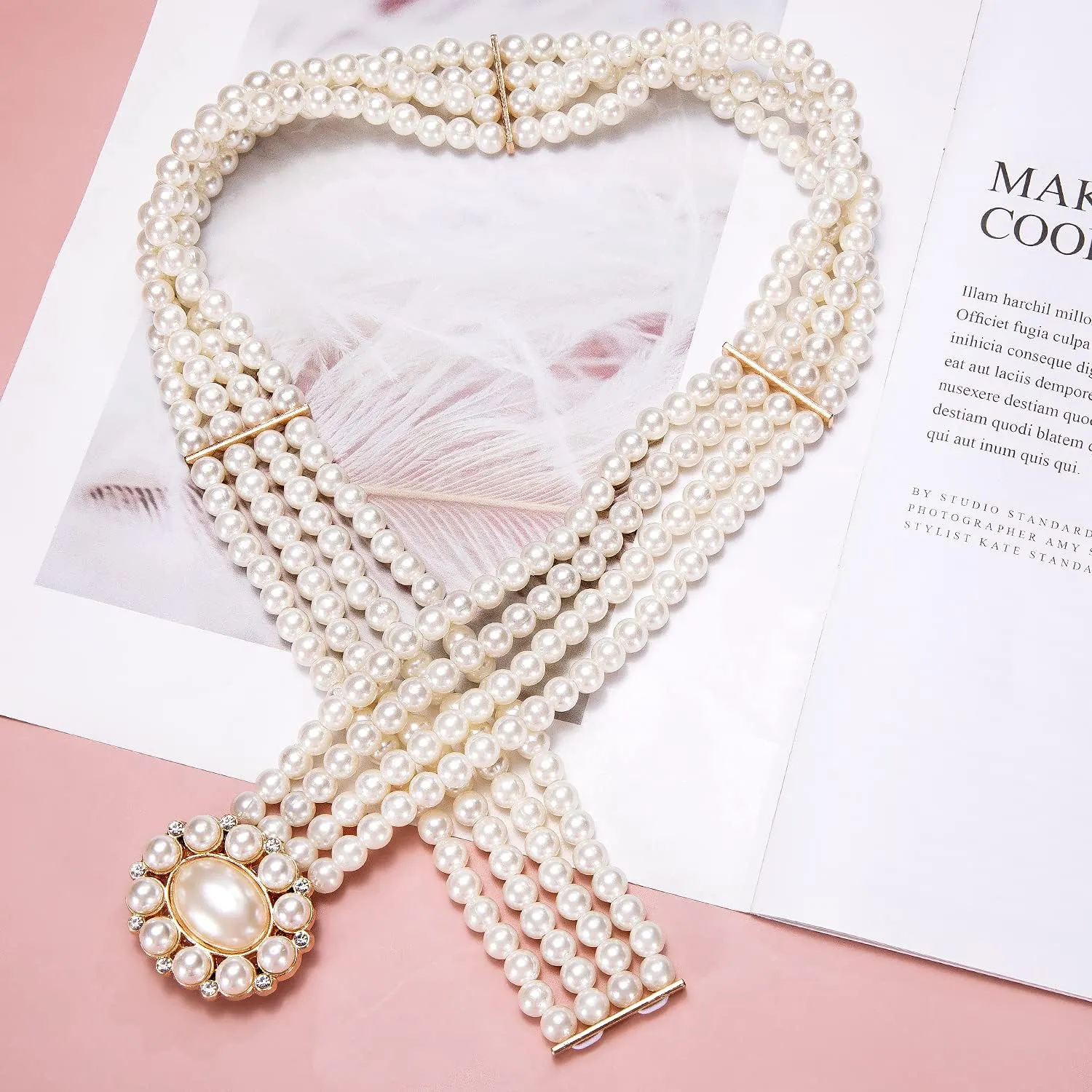 Barry.Wang 2pcs Pearl Belts Gift for Women Wedding Sash Belt for Dress Crystal Rhinestone Off White Waist Chain 95cm