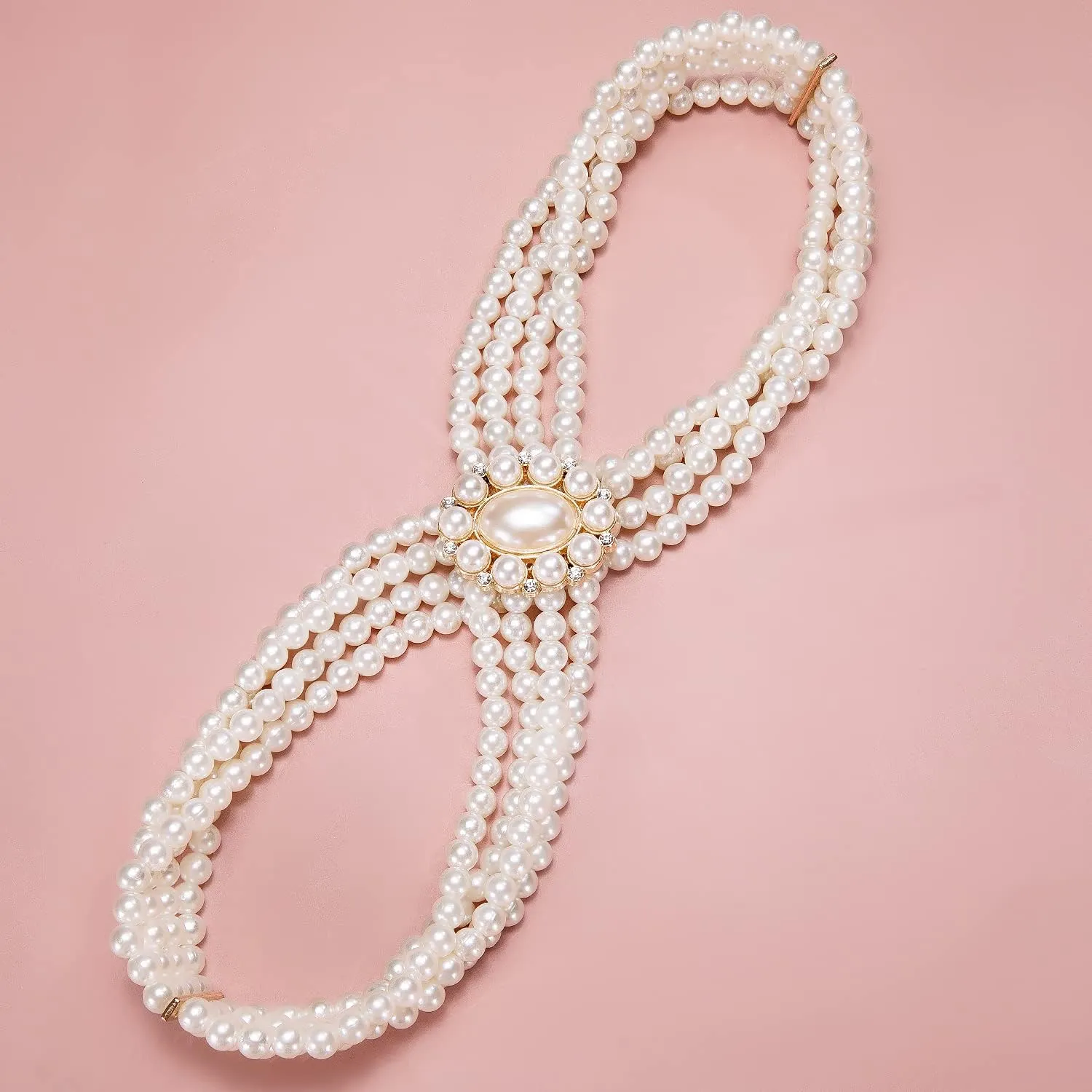 Barry.Wang 2pcs Pearl Belts Gift for Women Wedding Sash Belt for Dress Crystal Rhinestone Off White Waist Chain 95cm