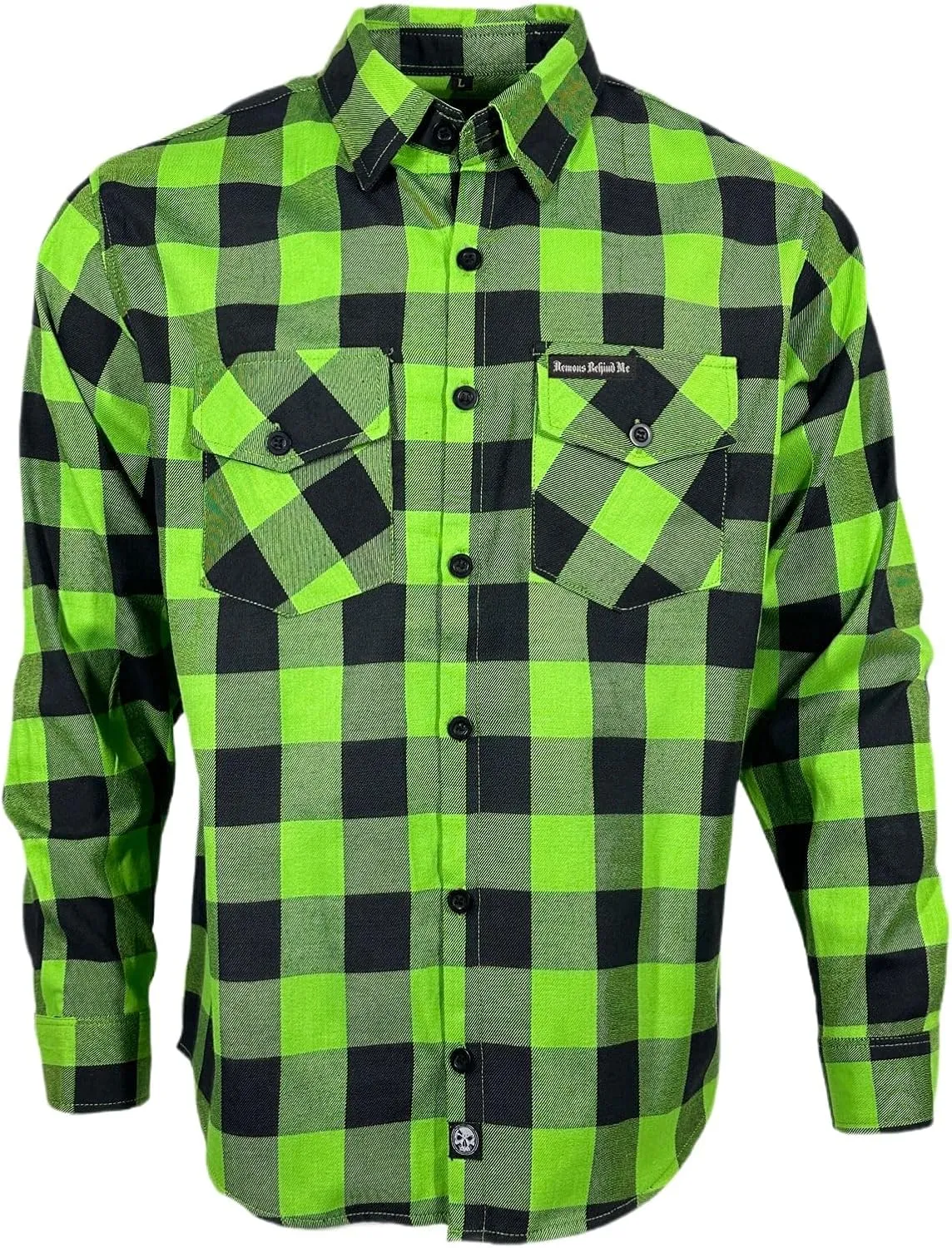 Demons Behind Me The Incredible H Green & Black Flannel (Hidden Snap Collars)