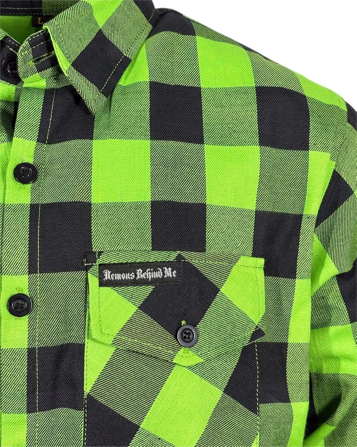 Demons Behind Me The Incredible H Green & Black Flannel (Hidden Snap Collars)