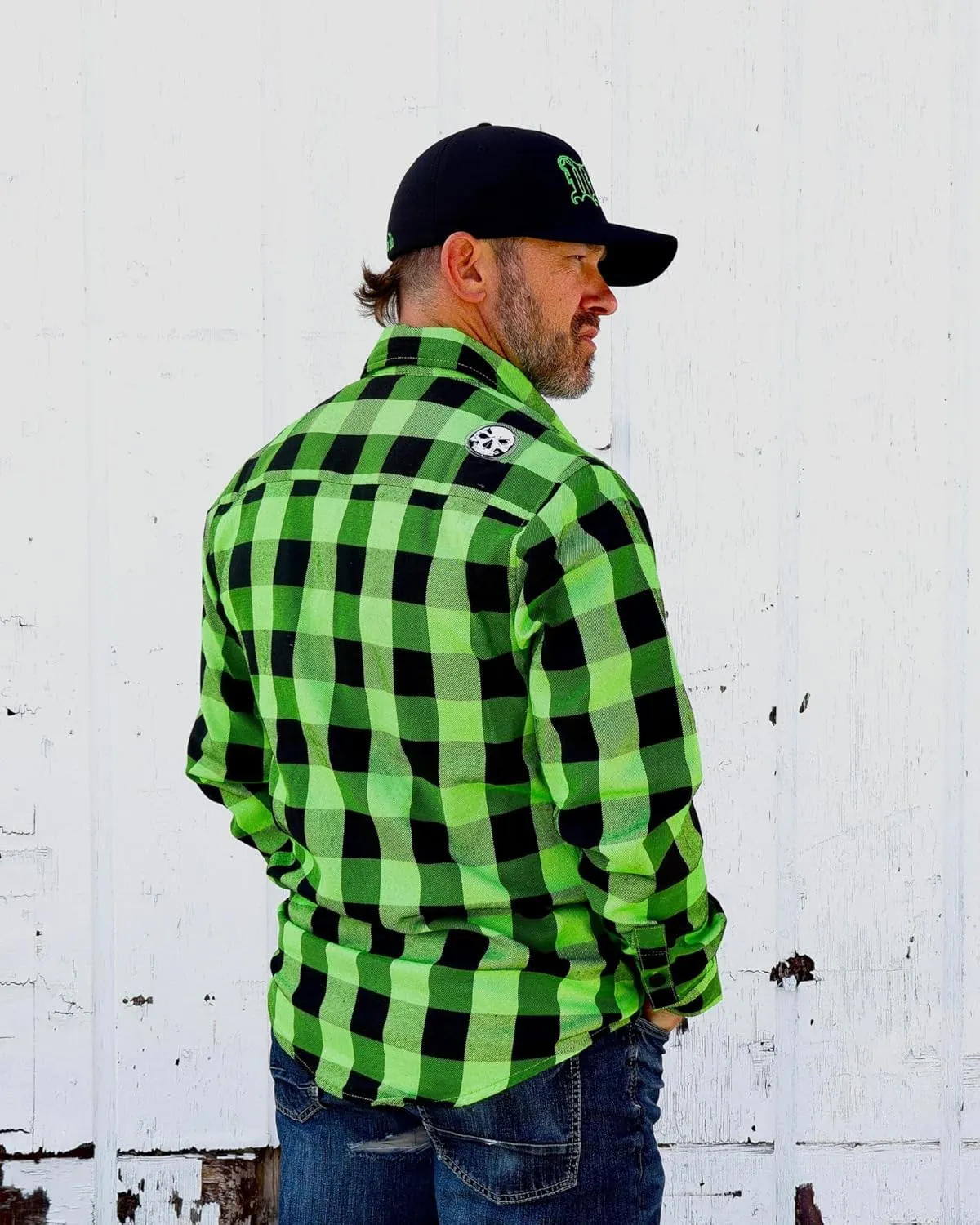 Demons Behind Me The Incredible H Green & Black Flannel (Hidden Snap Collars)