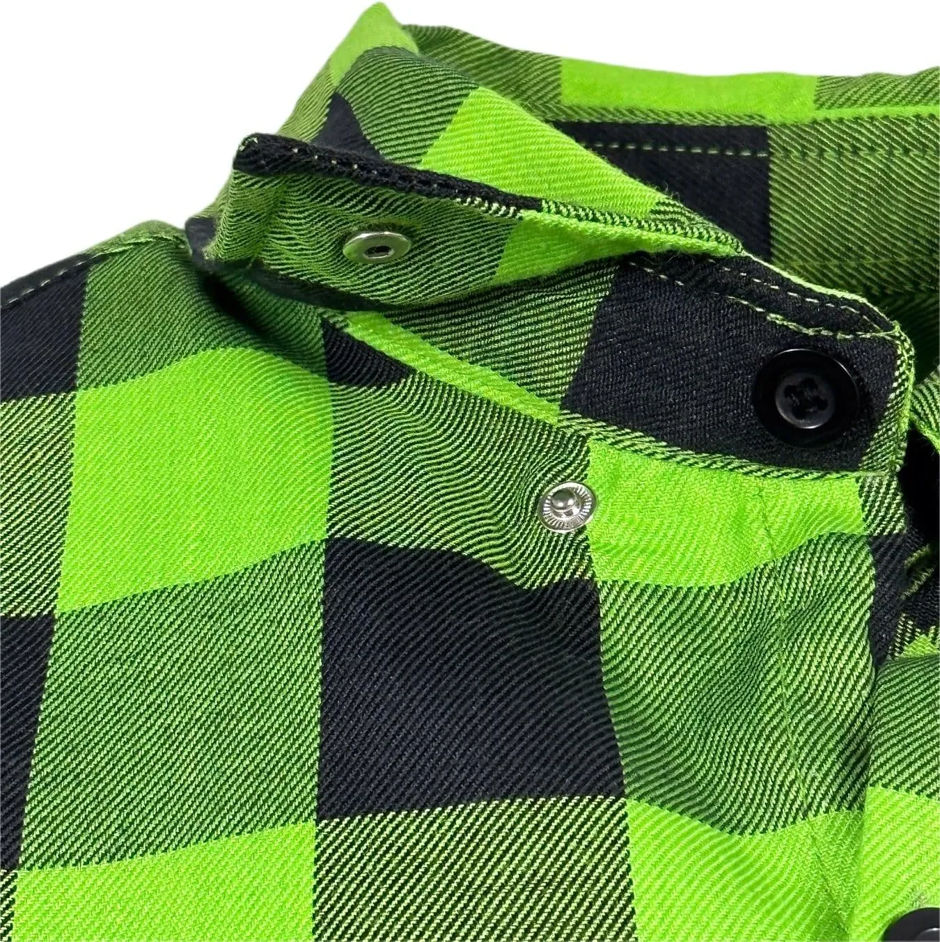 Demons Behind Me The Incredible H Green & Black Flannel (Hidden Snap Collars)