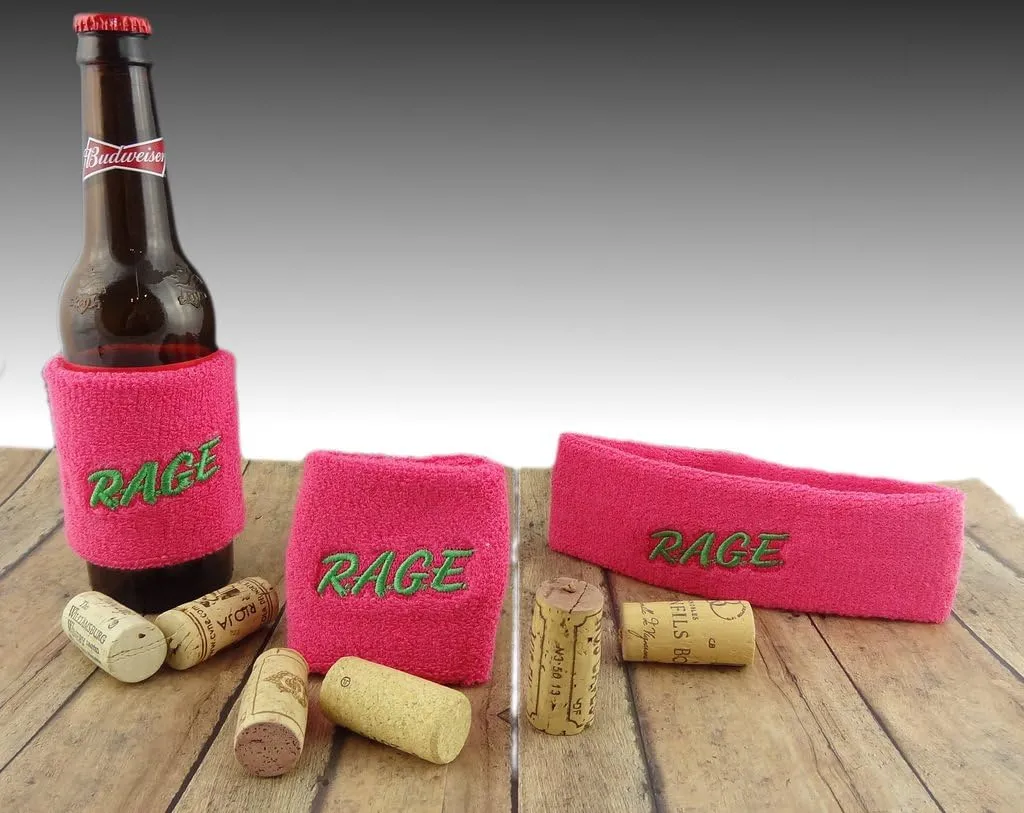 Funny Guy Mugs Party/Rage Unisex Sweatband Set (3-Pack: 1 Headband & 2 Wristbands)