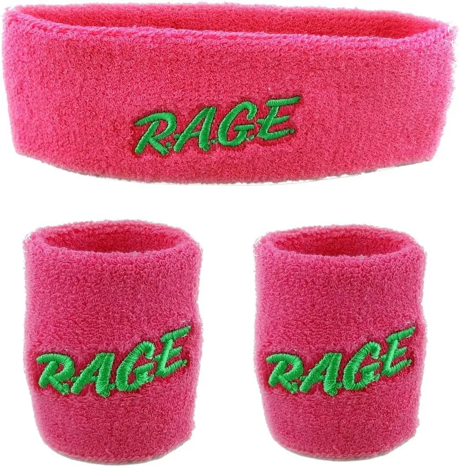 Funny Guy Mugs Party/Rage Unisex Sweatband Set (3-Pack: 1 Headband & 2 Wristbands)