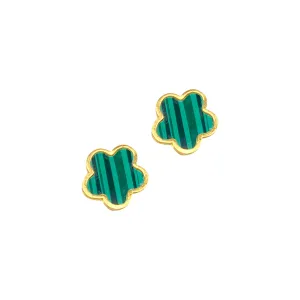 Green Clover Stud Earrings gold