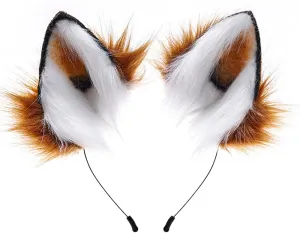 HAOAN Handmade Cat Fox Fur Ears Hairhoop Headwear Anime Fancy Dress Party Cosplay Halloween Costume Headband Hairband