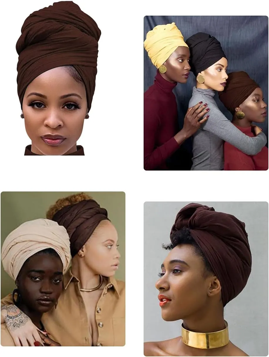Harewom Head Wraps for Black Women Stretch Head Scarf Long African Hair Wraps Turban Headwraps Jersey Headbands