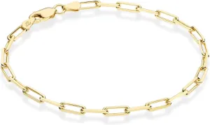 Miabella Solid 18K Gold Over Sterling Silver Italian 3mm Paperclip Link Chain Bracelet for Women Men, Made in Italy