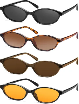 Retro Oval Cat Eye Sunglasses for Women Y2k Designer Trendy Narrow Shades UV protection Sun Glasses