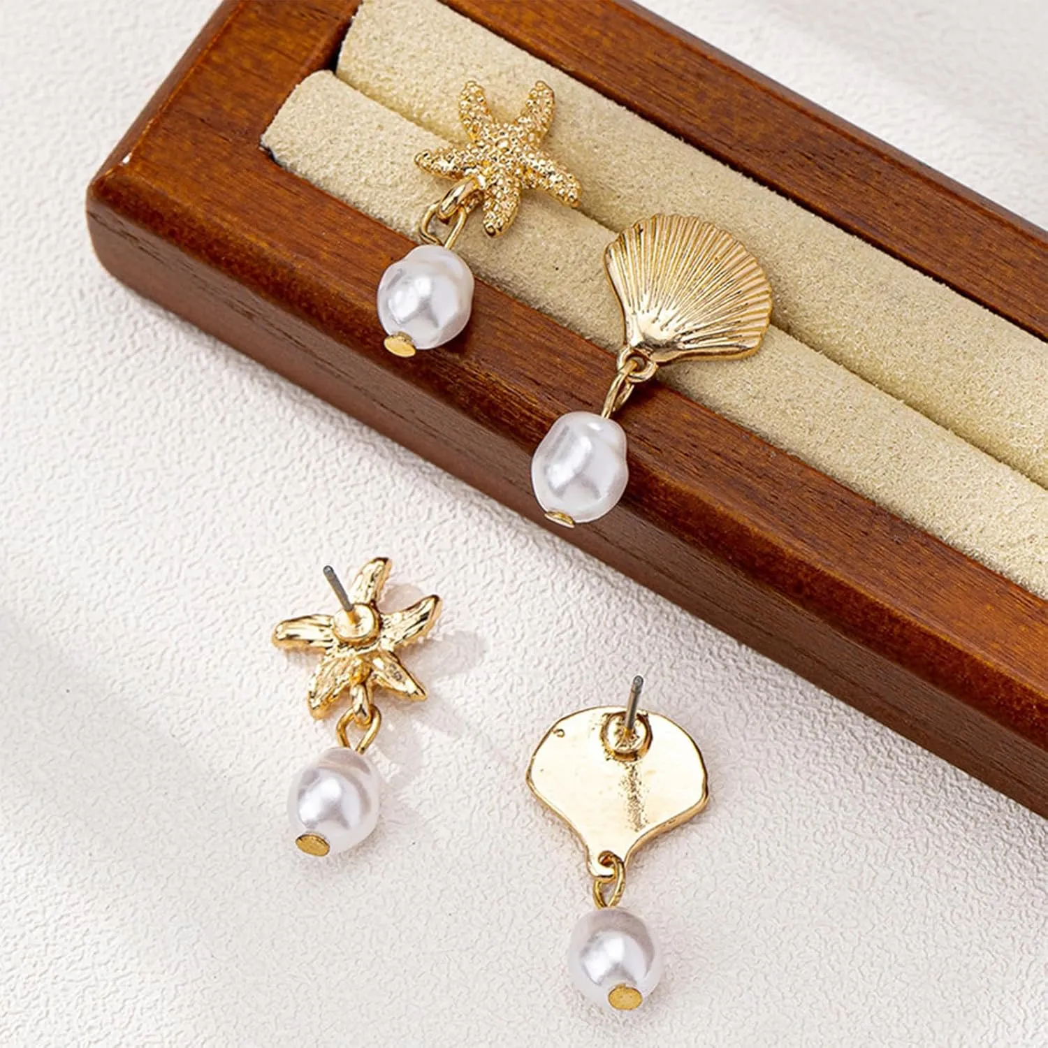 Starfish Shell Earrings Beach Jewelry for Women Lightweight Elegant Pearl Drop SeaShell Beach Earrings with Nautical Charm for Summer Vacations Coastal Accessories