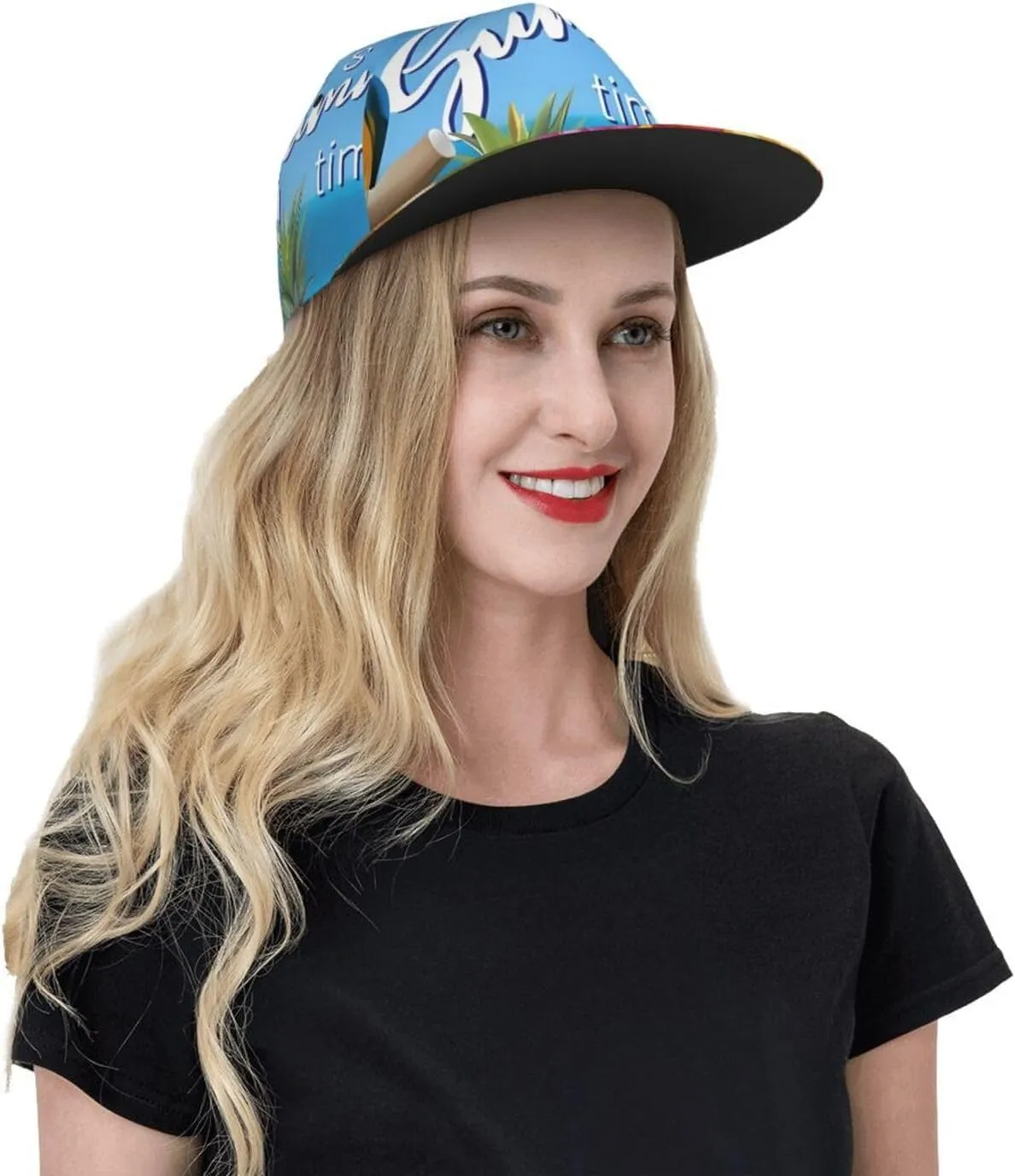 Summer Parrot Pineapple Bird Printed Baseball Cap, Flat Brim Hats for Men Women, Funny Adjustable Snapback Hats