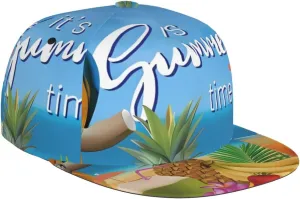 Summer Parrot Pineapple Bird Printed Baseball Cap, Flat Brim Hats for Men Women, Funny Adjustable Snapback Hats