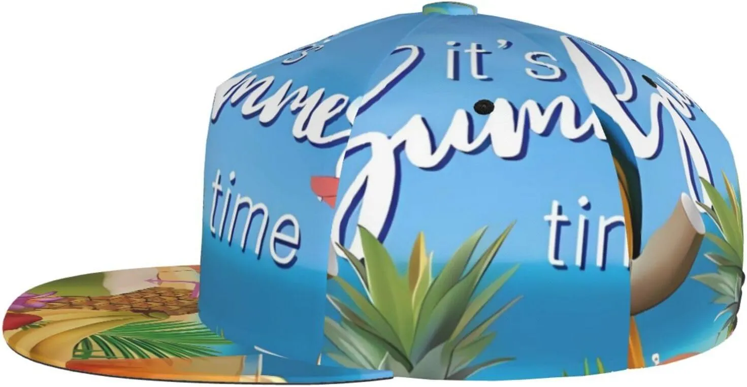 Summer Parrot Pineapple Bird Printed Baseball Cap, Flat Brim Hats for Men Women, Funny Adjustable Snapback Hats