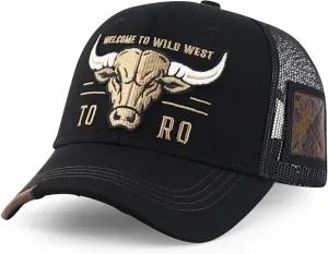 Trendy Apparel Shop Bull Embroidered Western Snapback Trucker Cap