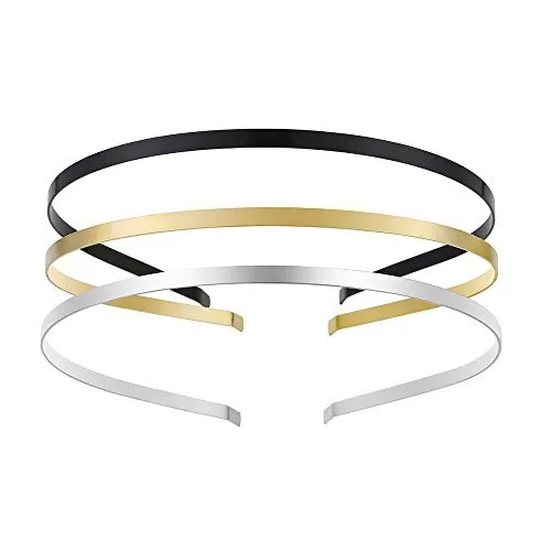 Womens Metal Headbands with 3 Colors Black Gold Silver Plated Hairband Head Bands Pack of 12